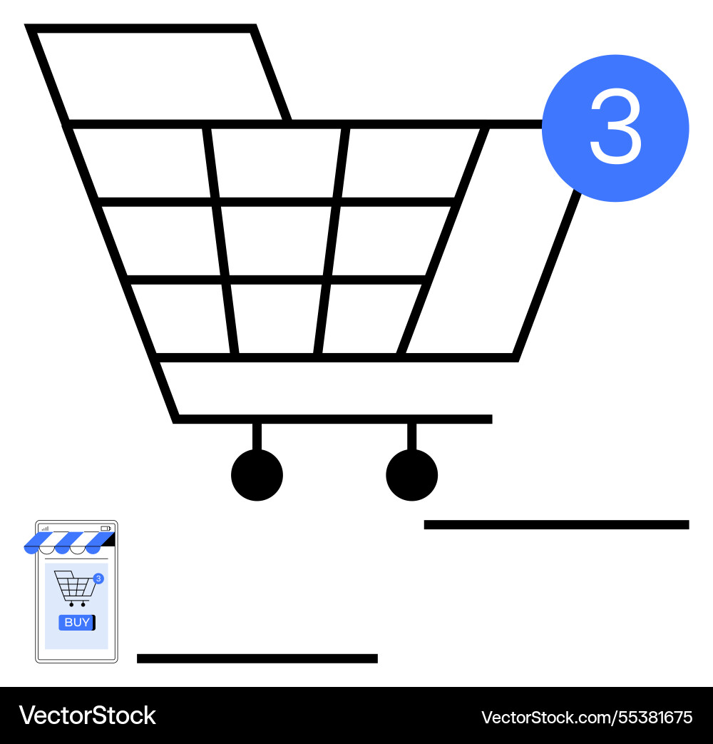 Online shopping cart with item count notification Online shopping cart with item count notification vector image