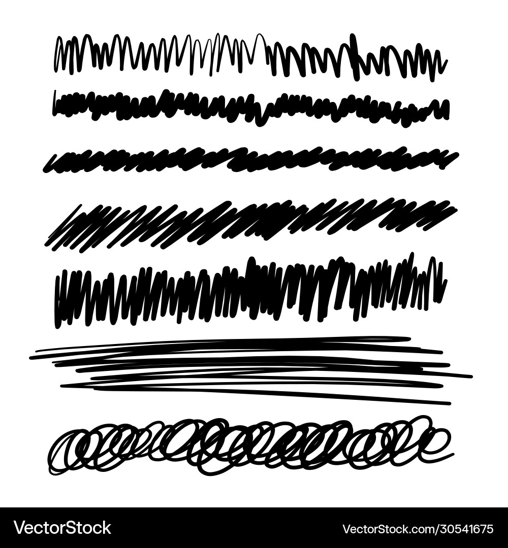 Pencil sketch scribble lines in different styles vector image