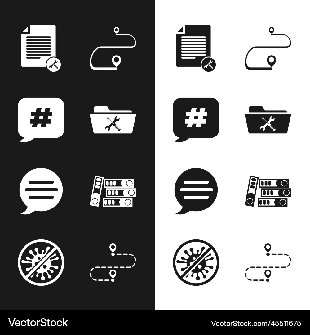 Set folder service hashtag speech bubble file Vector Image