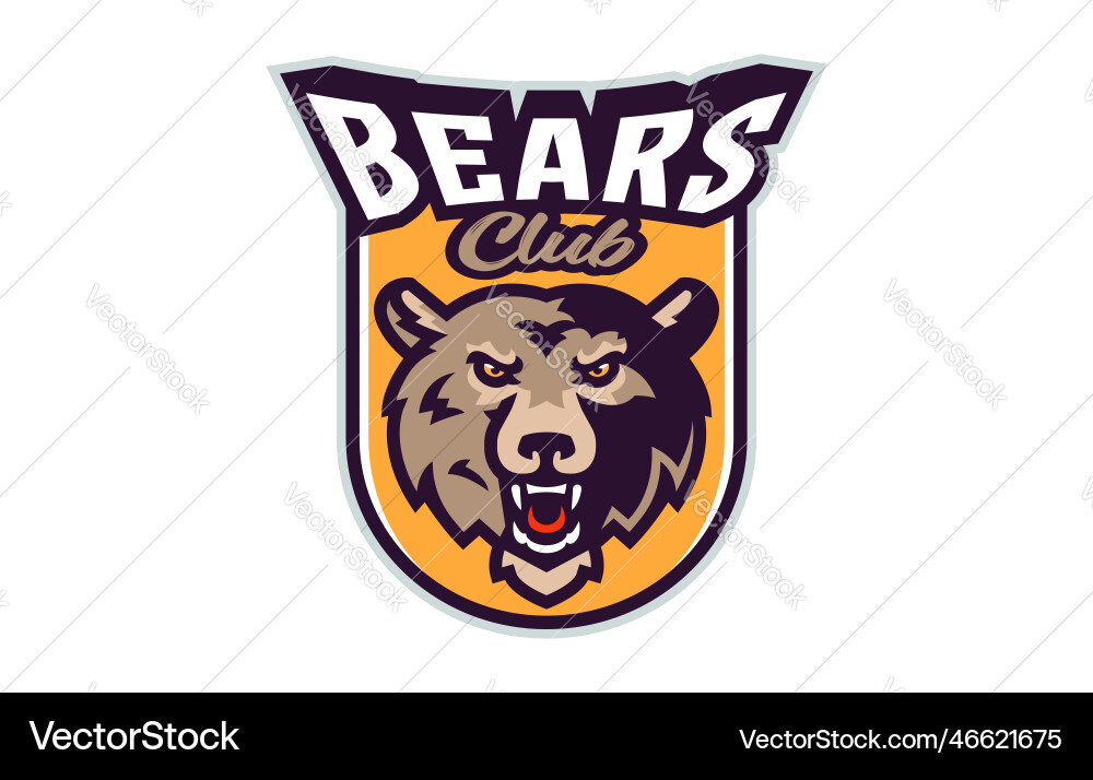 Sports logo with bear mascot colorful sport vector image