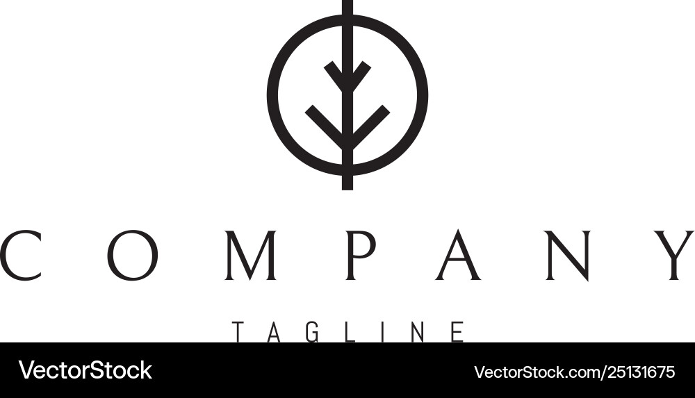 Tree abstract black circle minimalistic vector image
