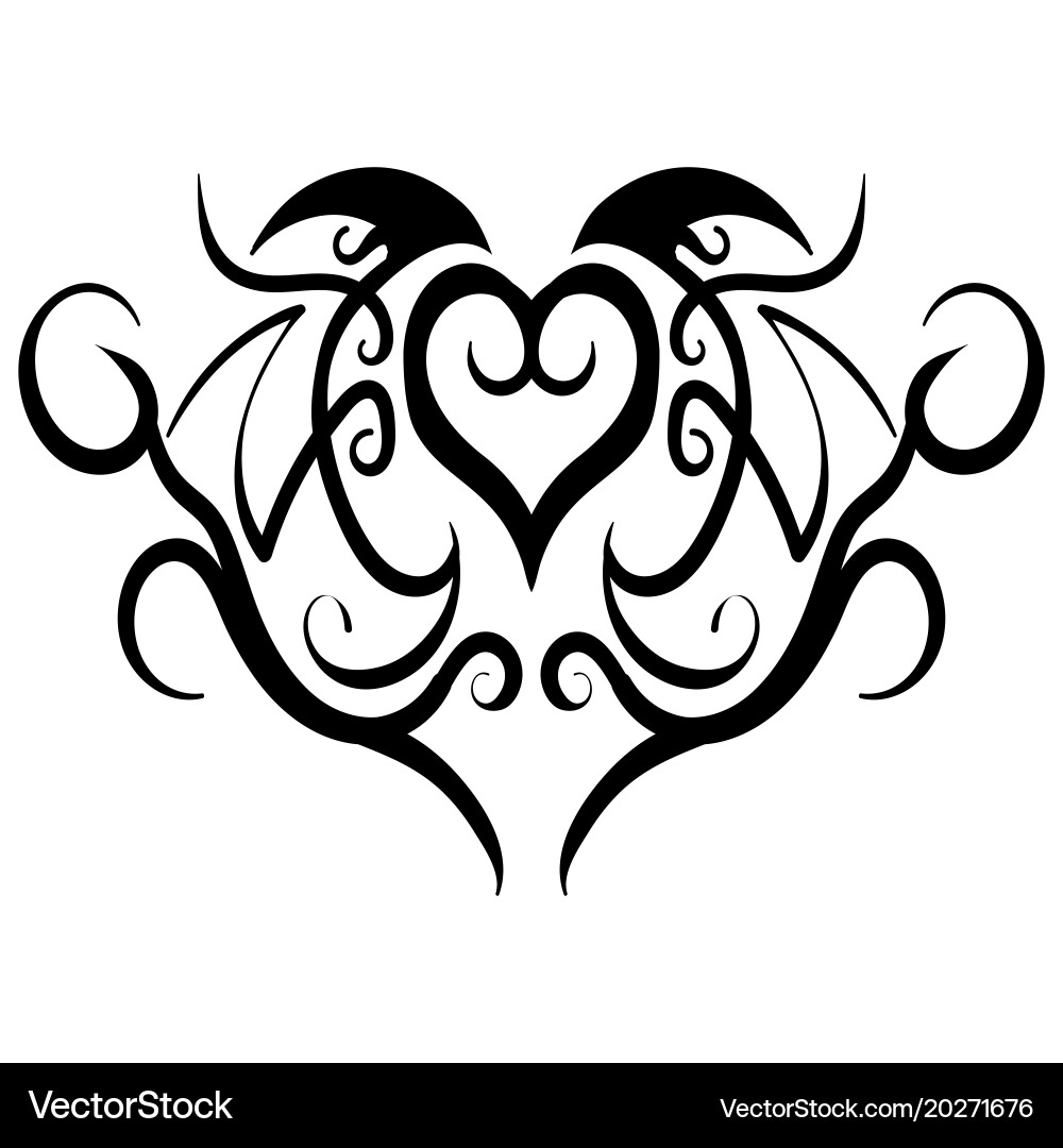 Abstract heart tribal tattoo design Vector Image