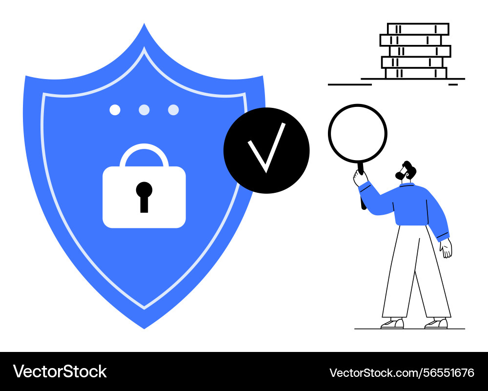 Cybersecurity concept with shield lock and data Cybersecurity concept with shield lock and data Vector Image
