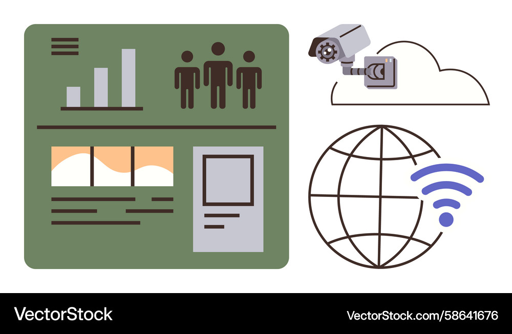 Data monitoring and analytics with cloud storage Vector Image