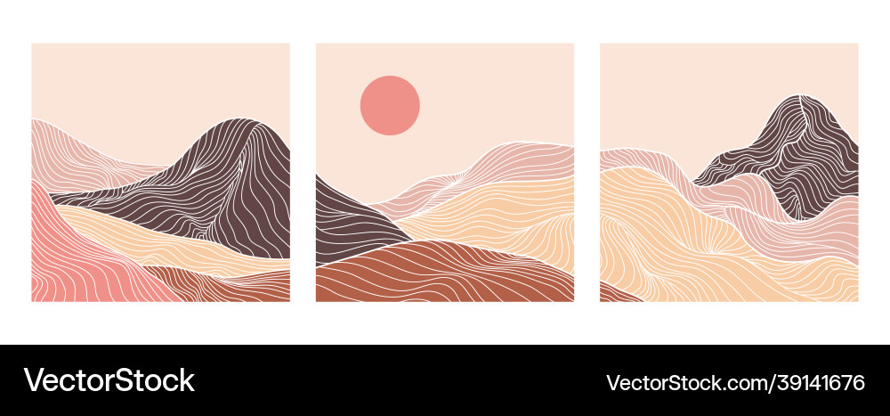 Landscape background with line art pattern Vector Image