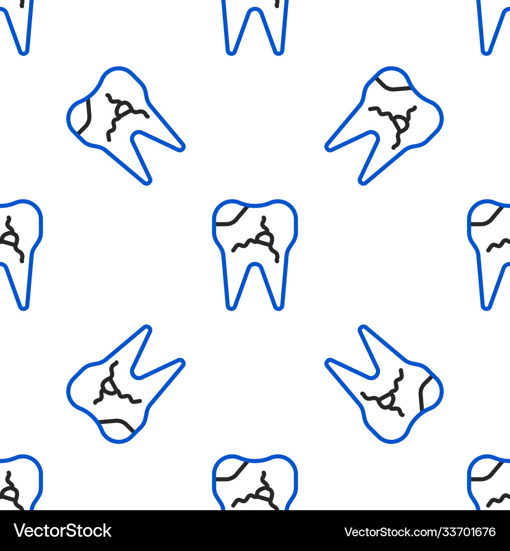 Line broken tooth icon isolated seamless pattern Vector Image