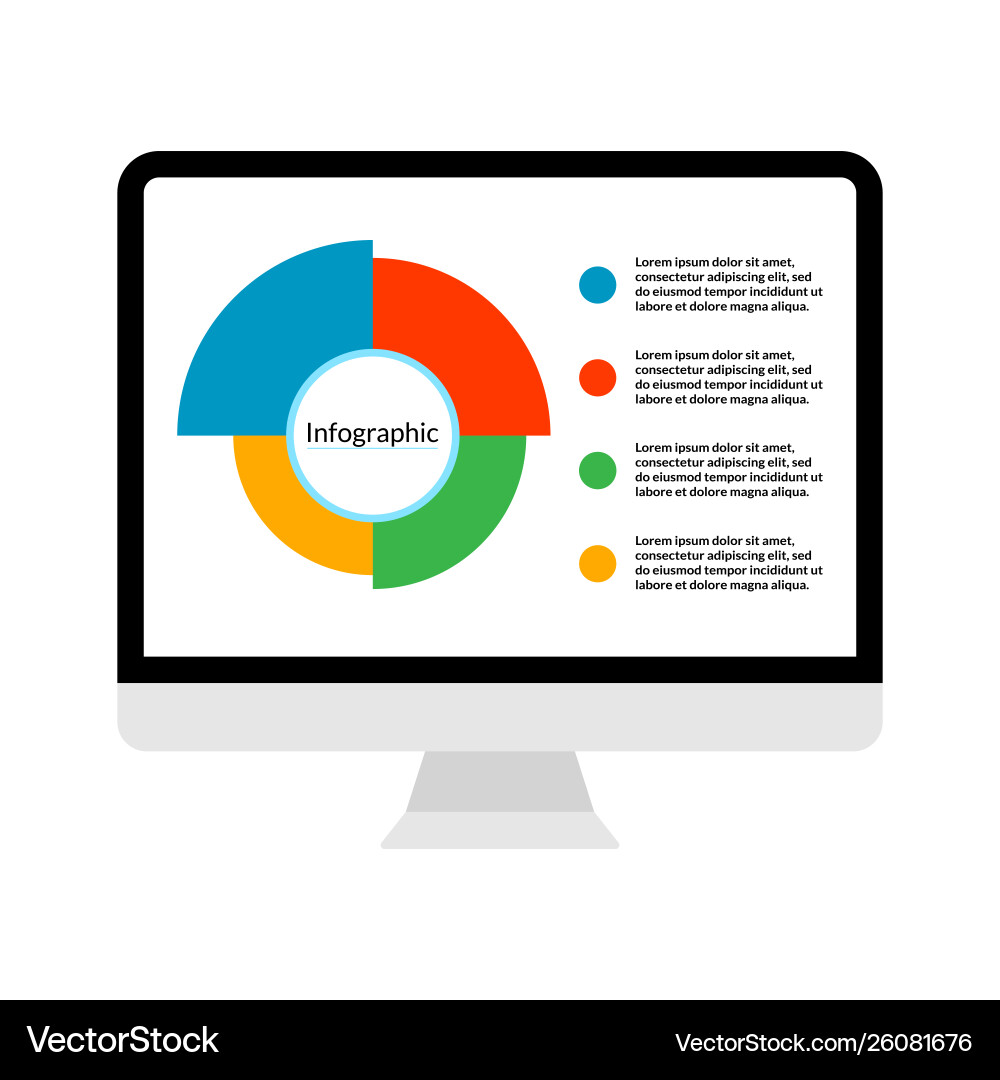 Modern computer display with infographic diagram Modern computer display with infographic diagram vector image