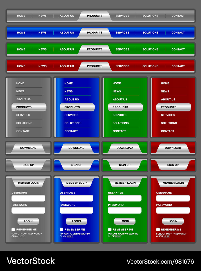 Navigationsmenü und Website-Elemente vektorbild