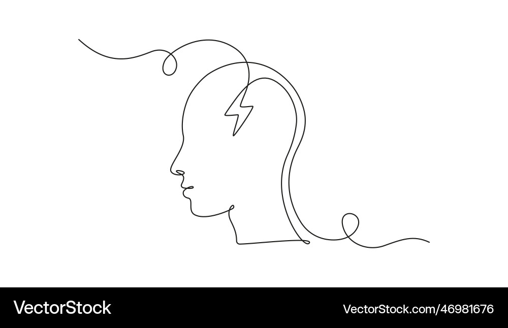 One continuous line drawing of head with charging vector image