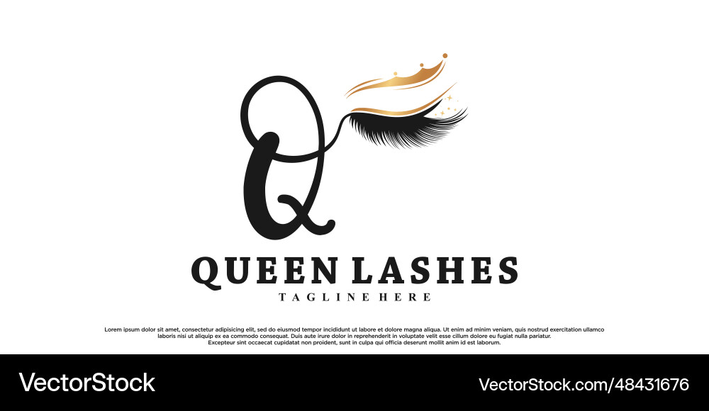 Queen lashes for beauty logo design with creative Queen lashes for beauty logo design with creative vector image