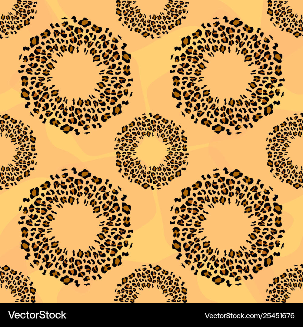 Seamless pattern with leopard stars and circles Seamless pattern with leopard stars and circles Vector Image