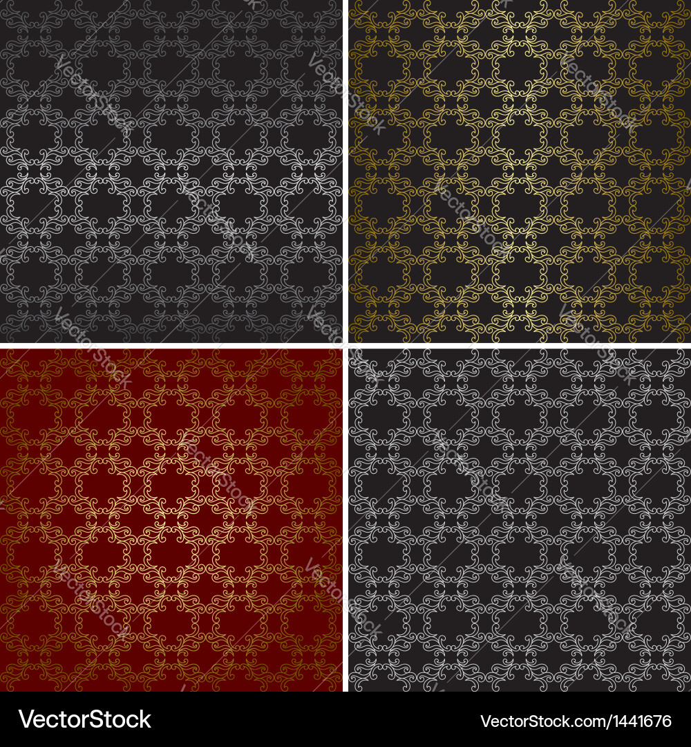 Seamless patterns with curved golden elements Vector Image