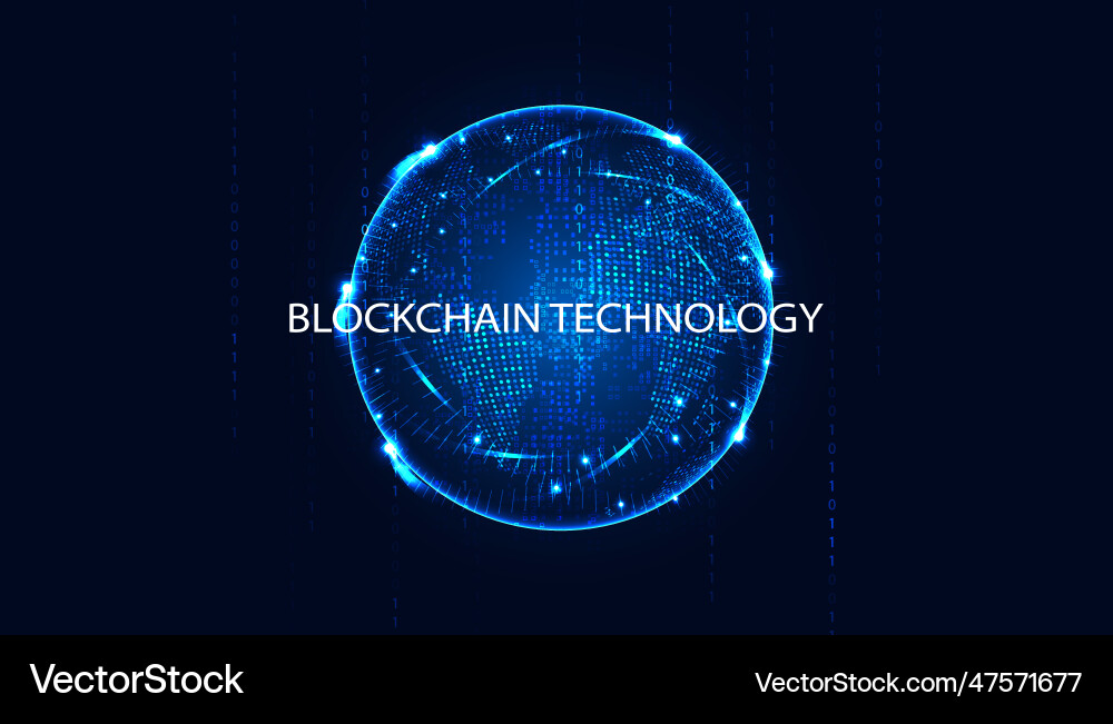 Abstract blockchain technology and globe concept Abstract blockchain technology and globe concept vector image