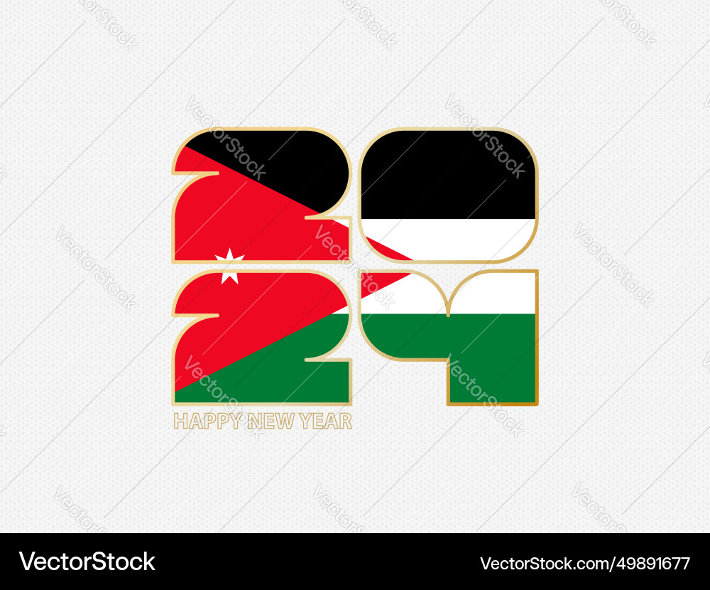 Abstract numbers 2024 with flag of jordan vector image