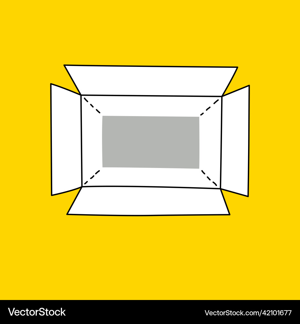 An open empty box with a view from the above you An open empty box with a view from the above you Vector Image