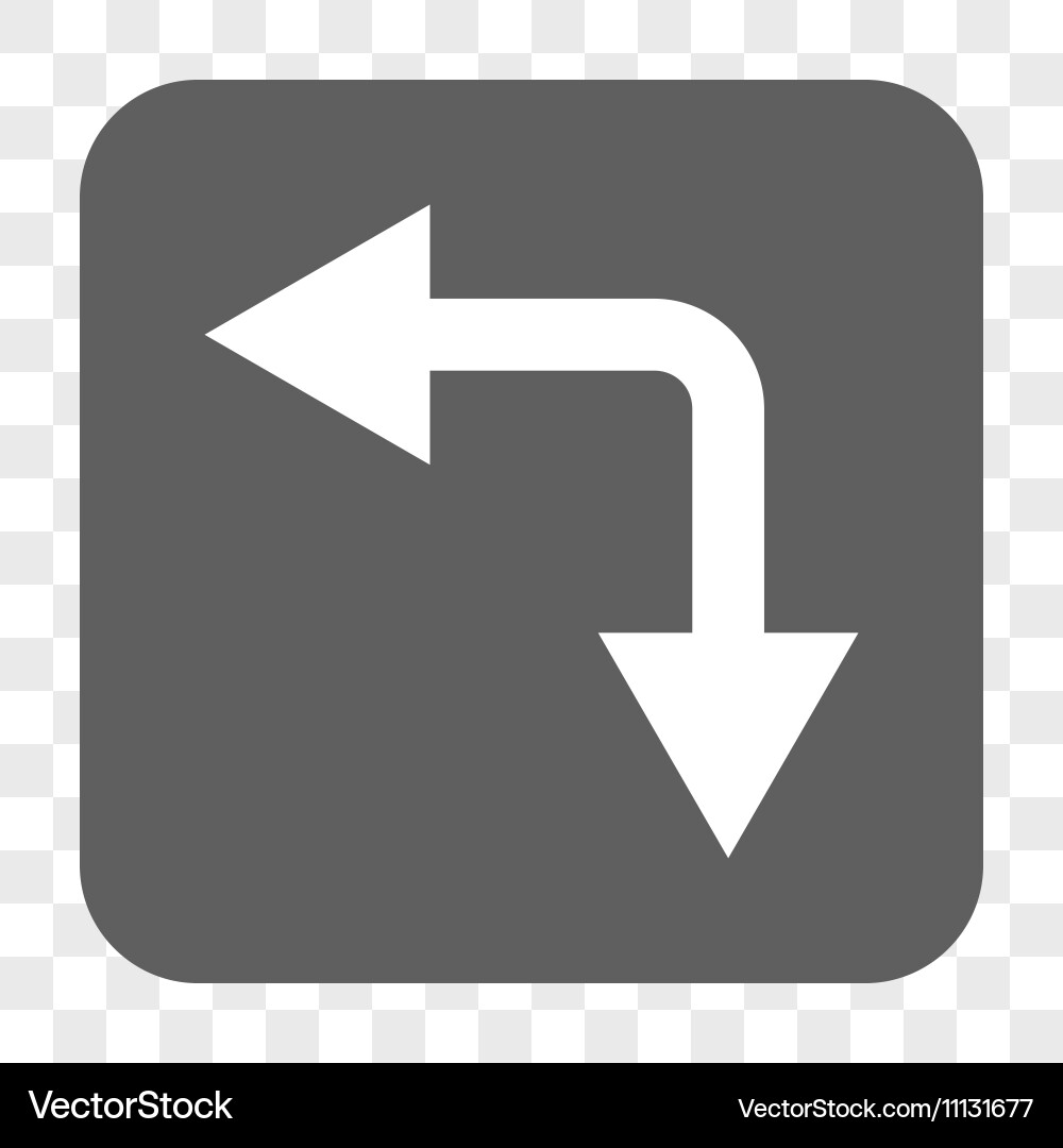 Bifurcation arrow left down rounded square button vector image