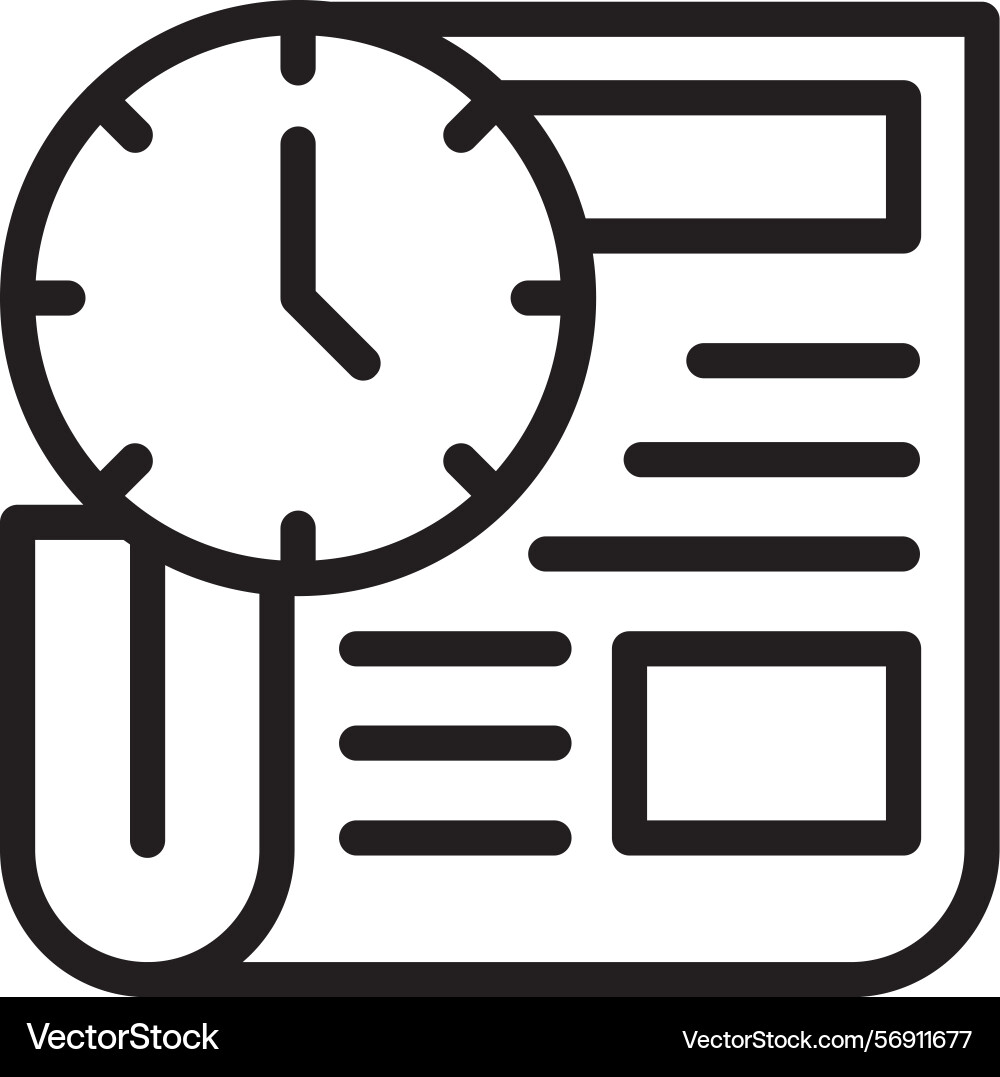 Deadline clock linear style icon design Vector Image