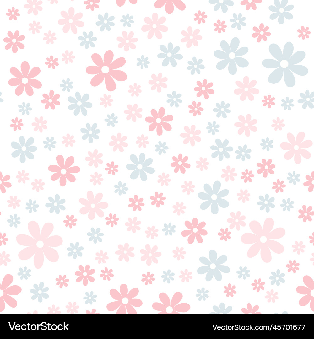 Floral seamless pattern with simple daisy flower Floral seamless pattern with simple daisy flower vector image
