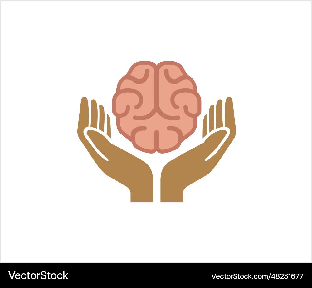 Human Brain with Hands Logo Royalty Free Vector Image