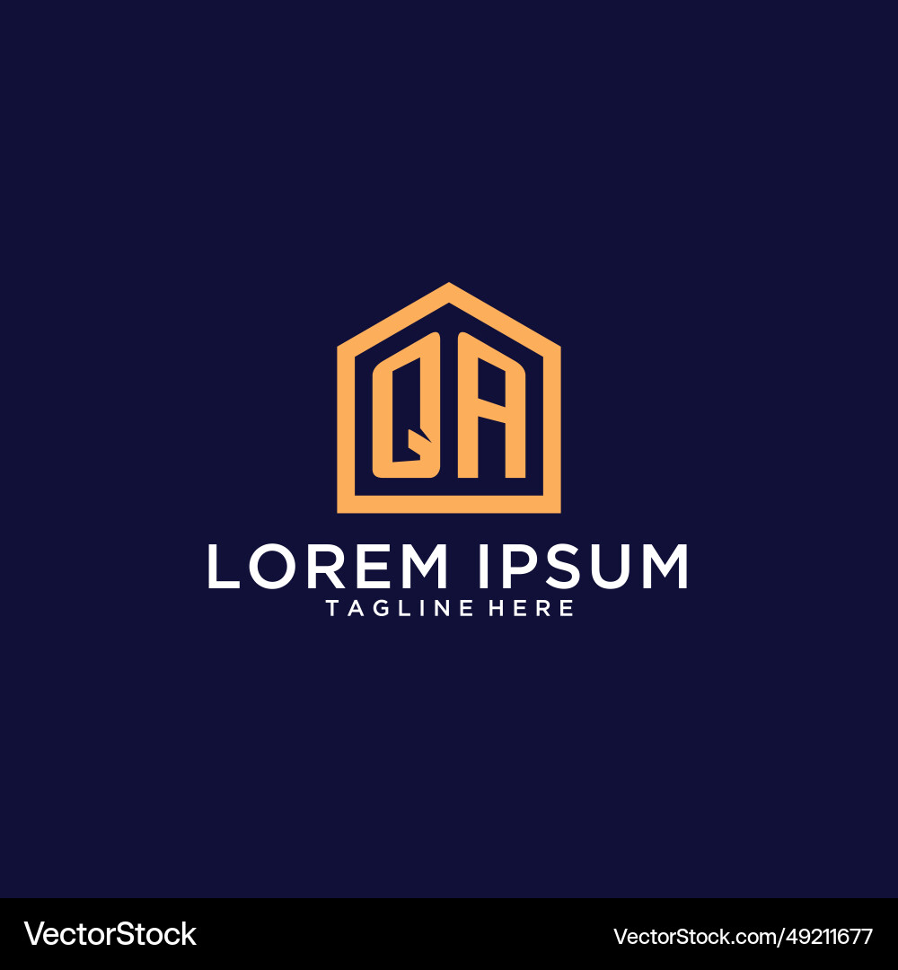 Initial qa logo with abstract home shape modern Vector Image