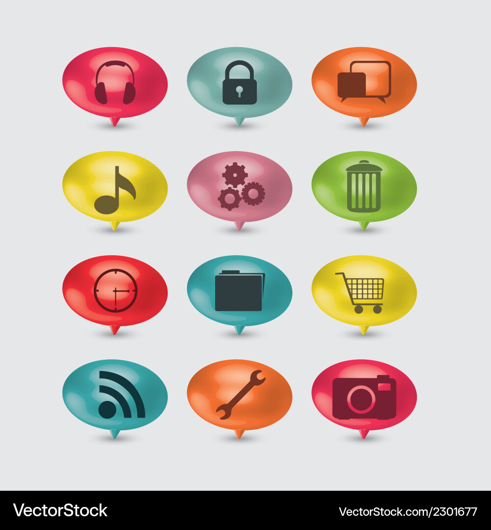 Internet icons and buttons cloud computers vector image