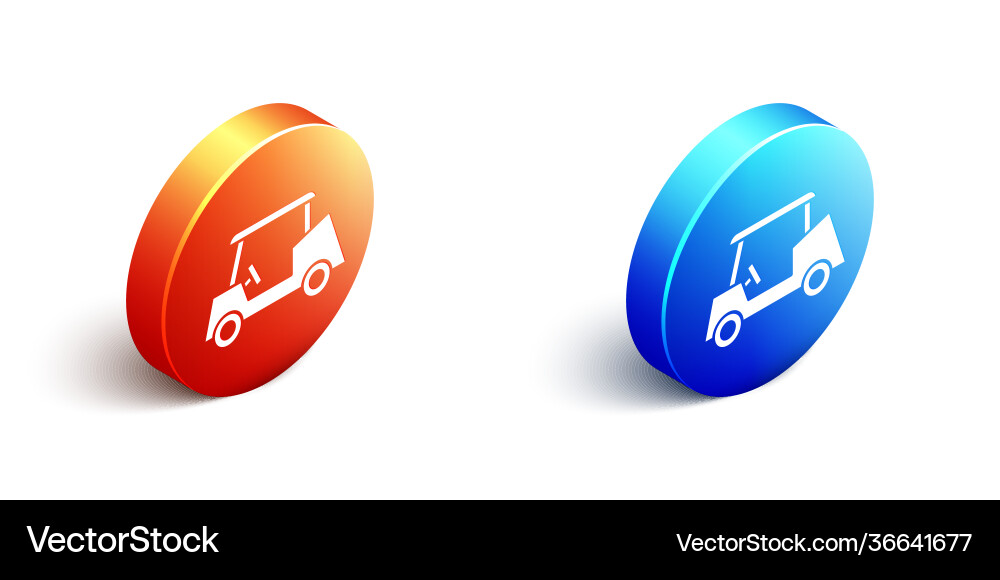 Isometric golf car icon isolated on white Isometric golf car icon isolated on white vector image