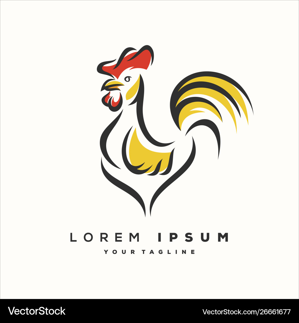 Line Art Rooster Logo Vector Image