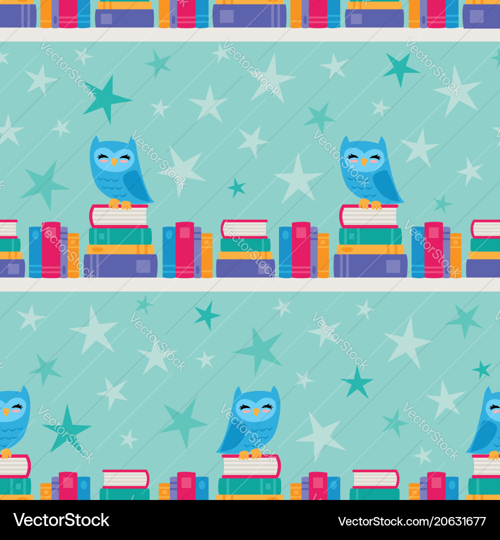 Owl Bookshelf Stripe Pattern vector image