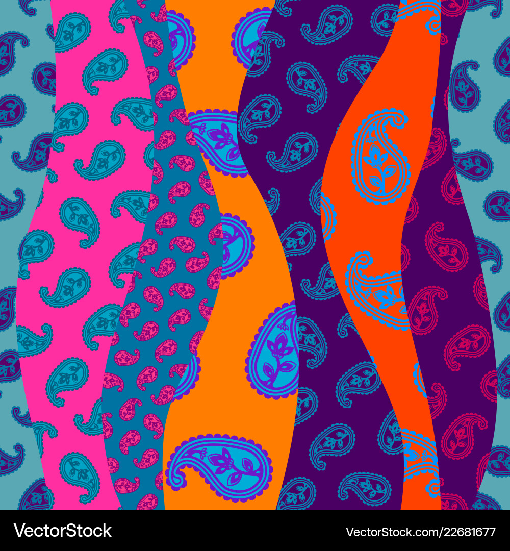 Patchwork pattern with paisley ornament patterns Vector Image