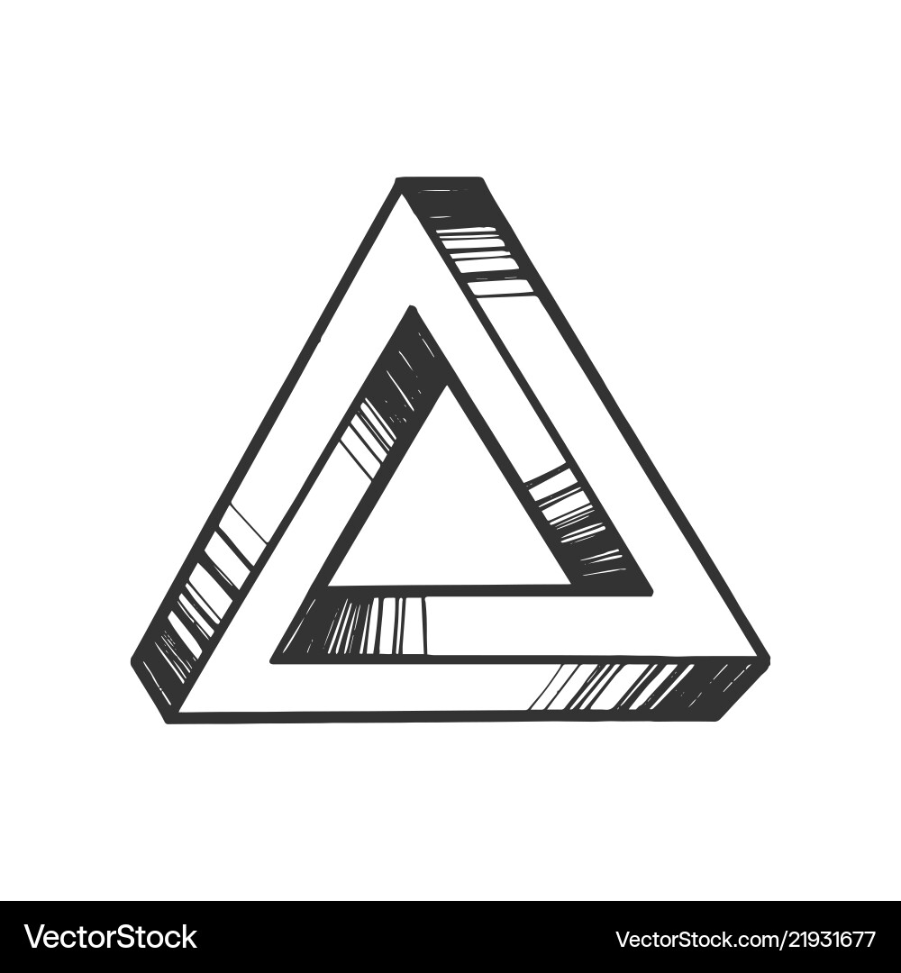 Penrose unmöglich Tribar Dreieck Gravur Penrose unmöglich Tribar Dreieck Gravur vektorbild