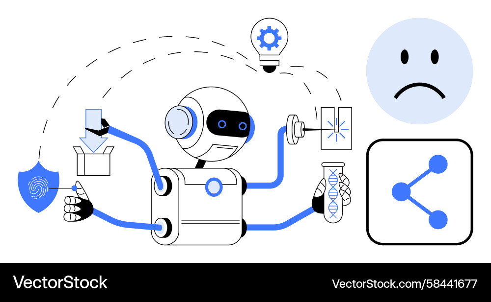 Robot Performing Complex Tasks Vector Image