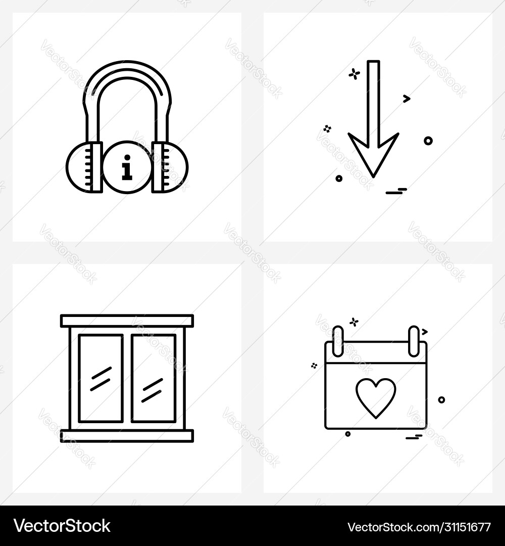 Set 4 simple line icons for web and print Vector Image