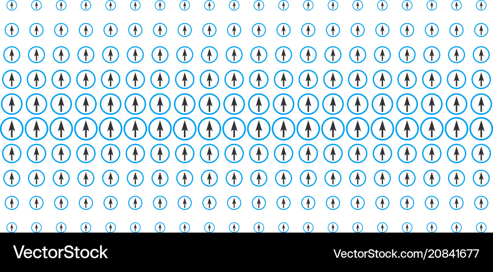 Sharp rounded arrow shape halftone array Vector Image