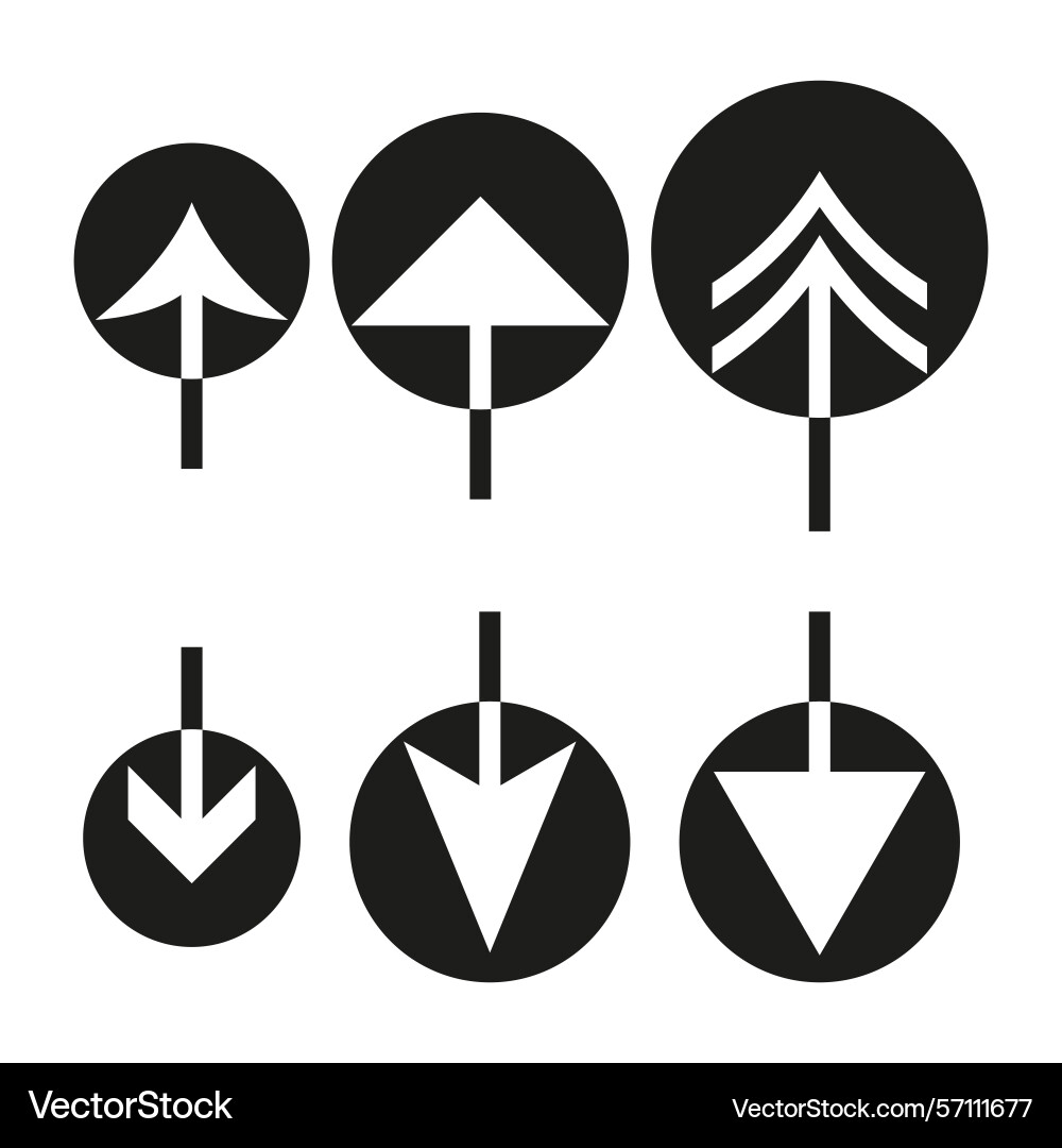 Up arrow icons upload direction set simple Up arrow icons upload direction set simple vector image