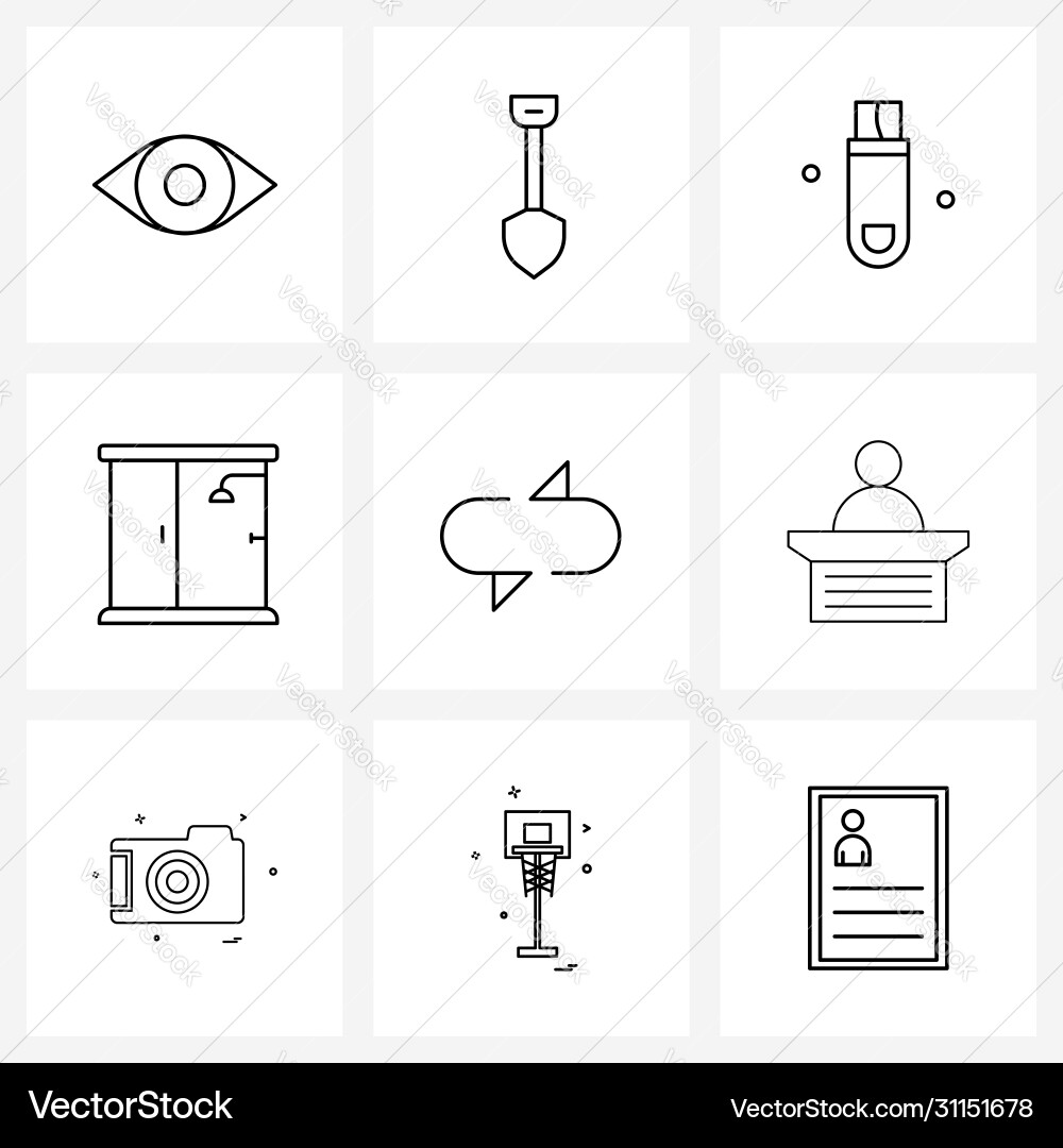 9 universal line icons for web and mobile way Vector Image