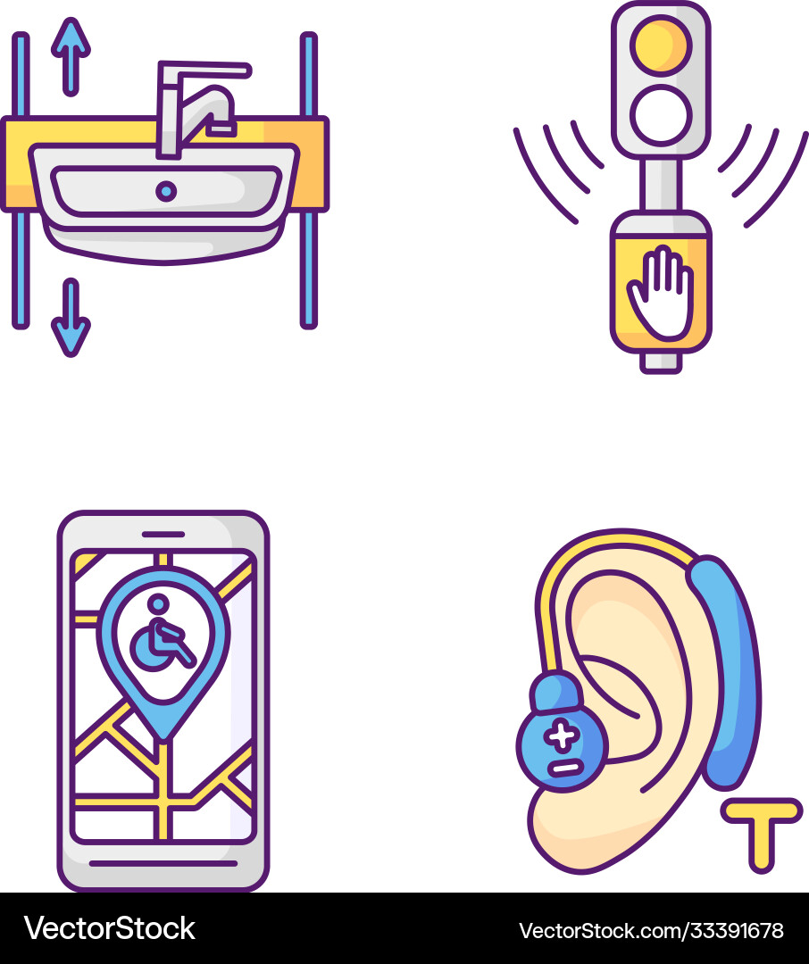 Accessibility devices rgb color icons set Accessibility devices rgb color icons set vector image