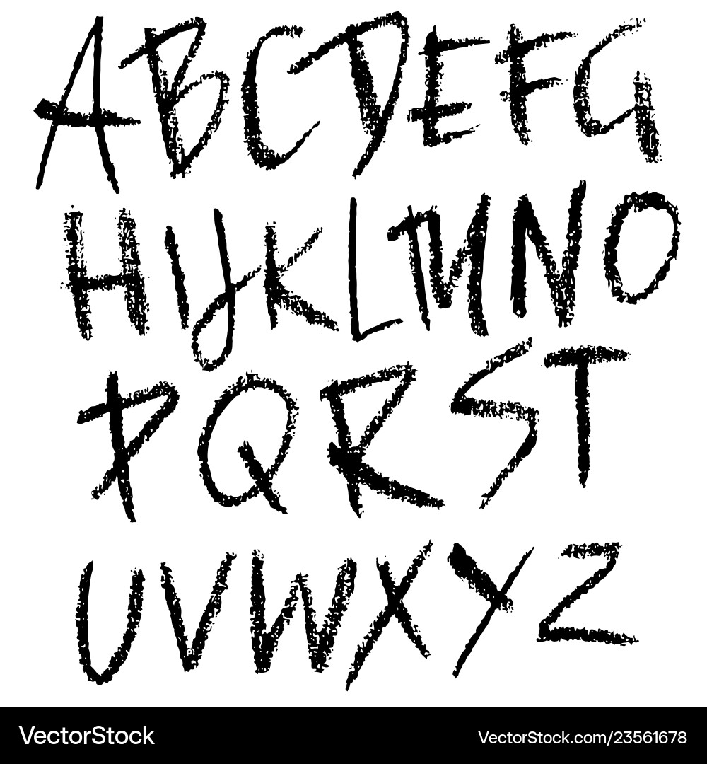 Chalk textured font grunge script on chalkboard Chalk textured font grunge script on chalkboard vector image