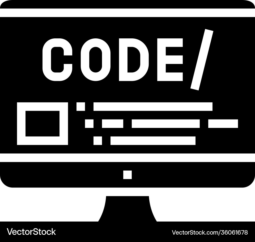 Code on computer screen glyph icon Vector Image