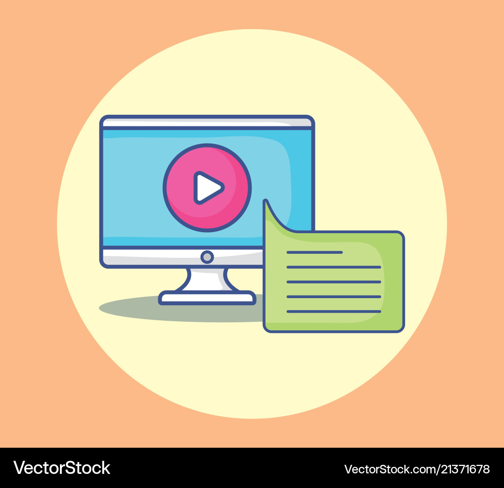 Computer and speech bubble Computer and speech bubble vector image
