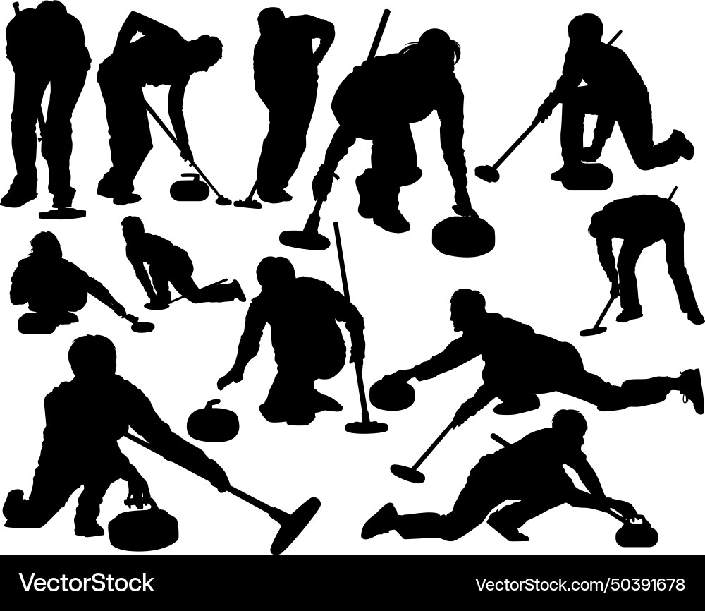Curling Silhouette - Winter Sport Vector Image