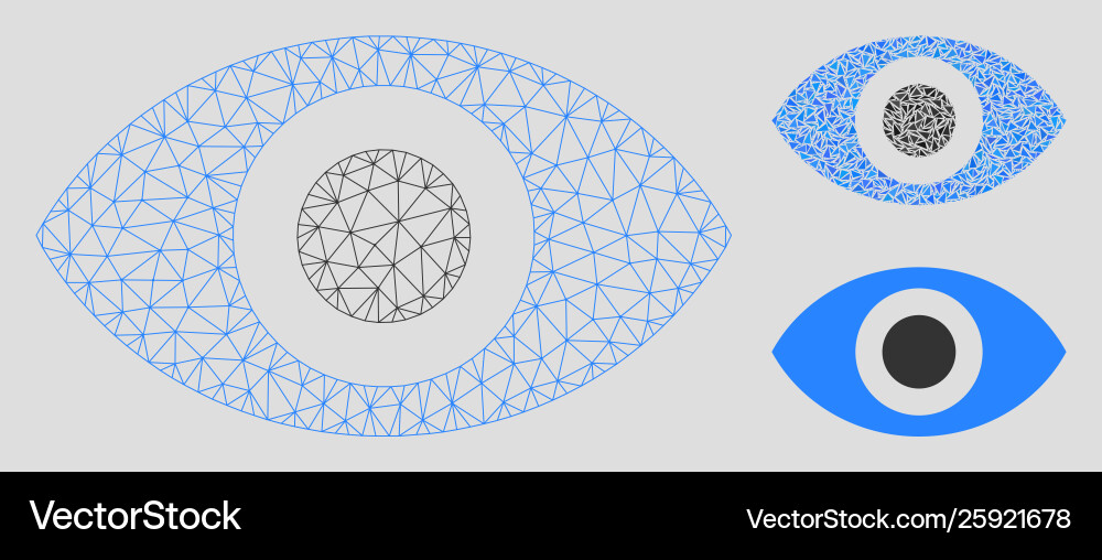Eye mesh wire frame model and triangle Eye mesh wire frame model and triangle vector image