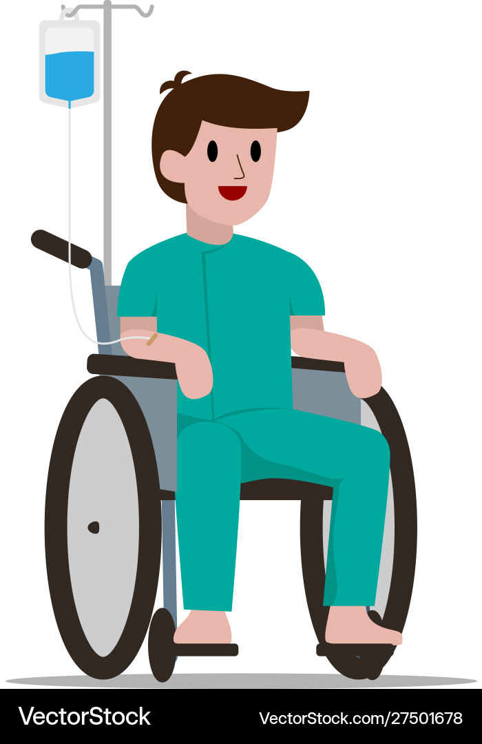 Glückliches männliches Lächeln auf seinem Rollstuhl Glückliches männliches Lächeln auf seinem Rollstuhl vektorbild