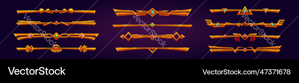 Golden fantasy game border ui button frame design Golden fantasy game border ui button frame design vector image