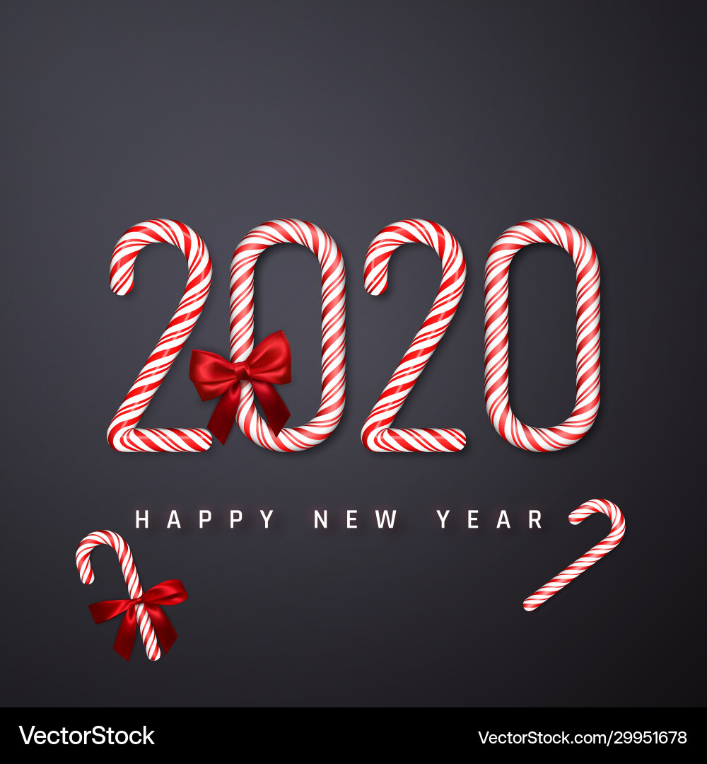 Happy new year greeting card candy cane number Happy new year greeting card candy cane number vector image