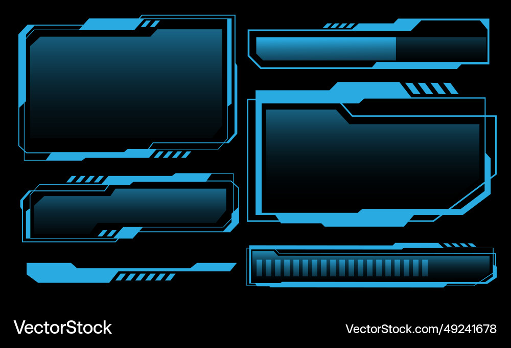 Hud frames blue user interface elements design Hud frames blue user interface elements design vector image