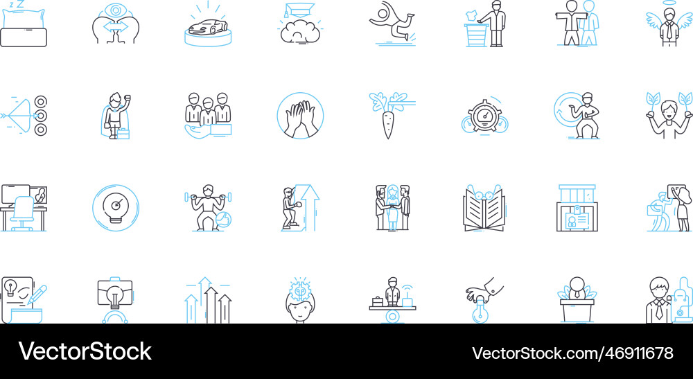 Ideation sessions linear icons set brainstorming Ideation sessions linear icons set brainstorming vector image