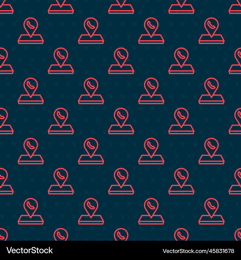 Red line map pointer with telephone Red line map pointer with telephone vector image