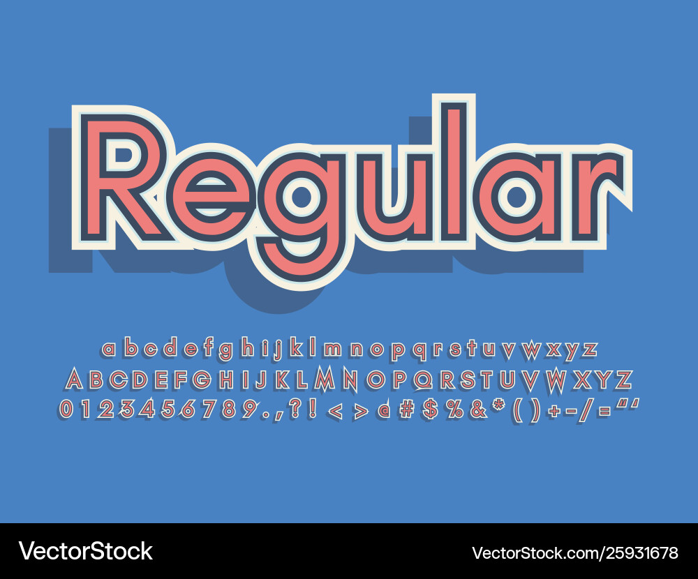 Retro font and alphabet stock vector image