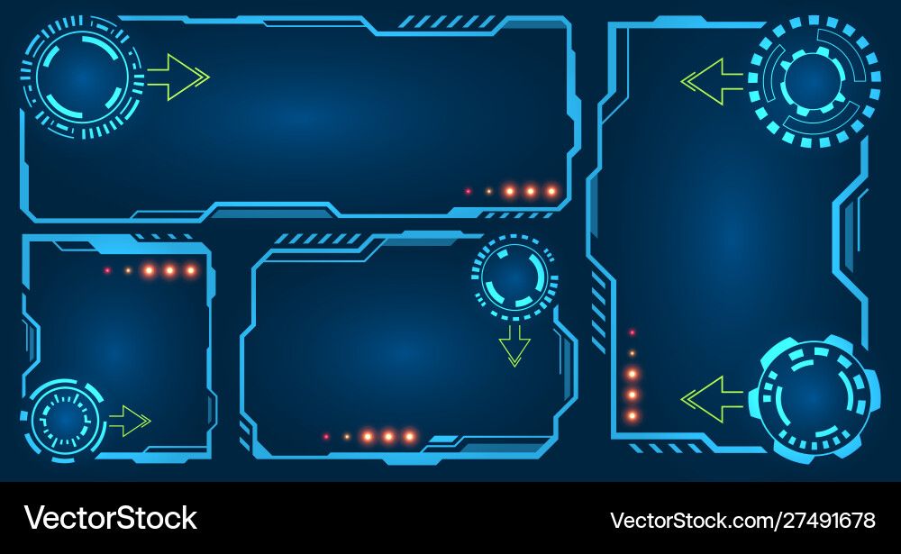 Set futuristic empty frames with hud elements Set futuristic empty frames with hud elements vector image