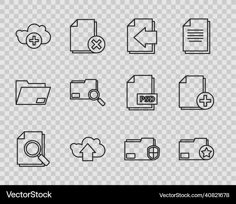 Set line document with search folder star next Set line document with search folder star next vector image